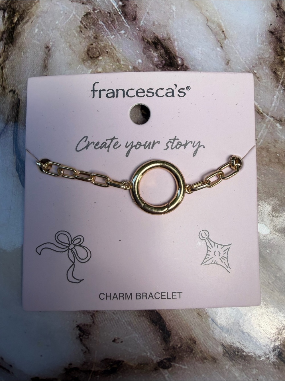 Francesca's Collections Gold Open Circle Chain Charm Bracelet